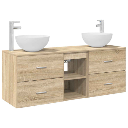 Badrumsskåpsset 3 st Sonoma-ek 49,5 x 35 x 63 cm