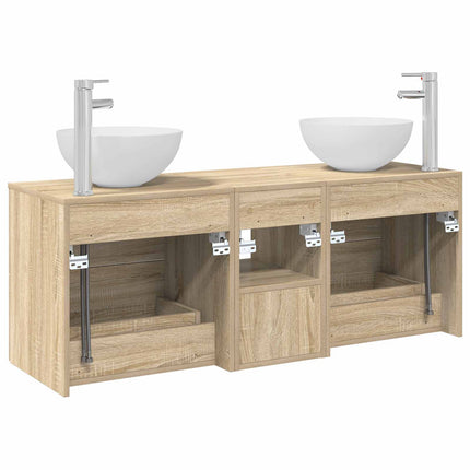 Badrumsskåpsset 3 st Sonoma-ek 49,5 x 35 x 63 cm