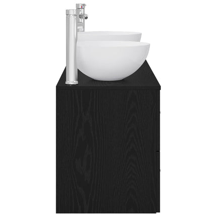 Badrumsskåpsset 3 st Svart ek 49,5 x 41 x 64,5 cm