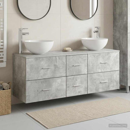 Badrumsskåpsset 3 st Betonggrå 49,5 x 41 x 64,5 cm