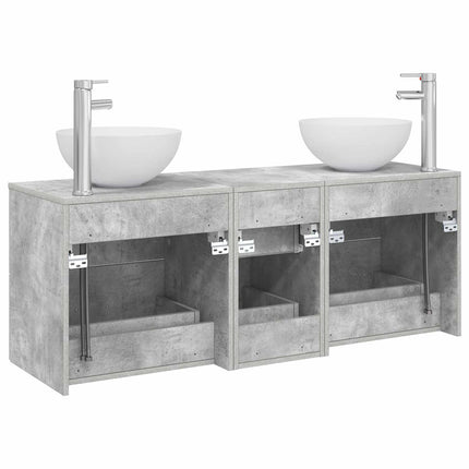 Badrumsskåpsset 3 st Betonggrå 49,5 x 41 x 64,5 cm