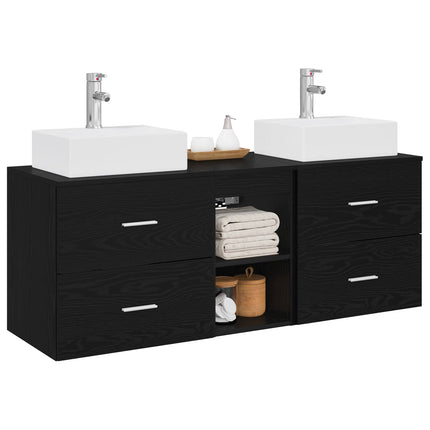 Badrumsskåpsset 3 st Svart 49,5 x 41 x 62,5 cm Konstruerat trä