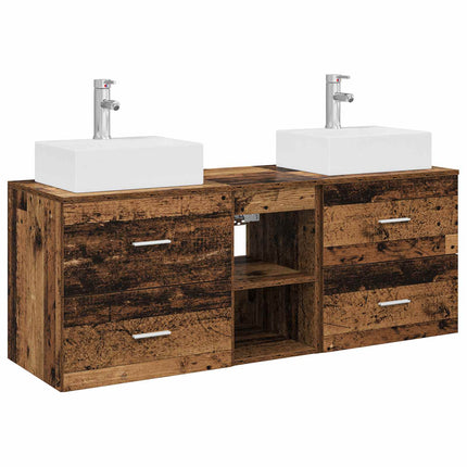 Badrumsskåpsset 3 st Gammalt trä 49,5 x 41 x 62,5 cm