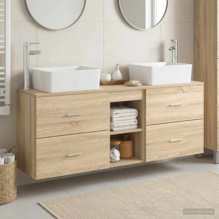 Badrumsskåpsset 3 st Sonoma-ek 53 x 34,5 x 63 cm