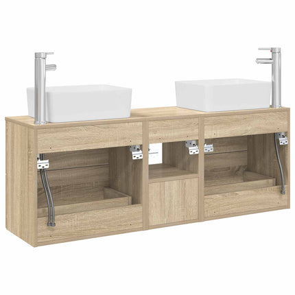 Badrumsskåpsset 3 st Sonoma-ek 53 x 34,5 x 63 cm