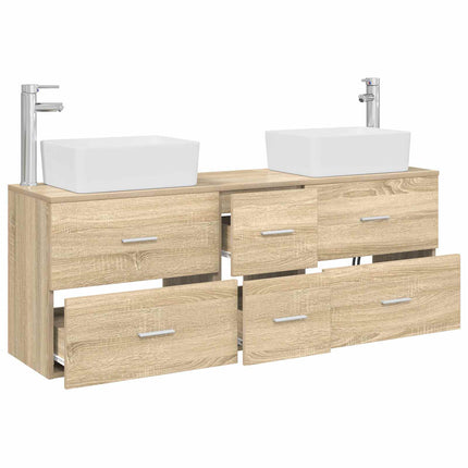 Badrumsskåpsset 3 st Sonoma-ek 53 x 34,5 x 63 cm
