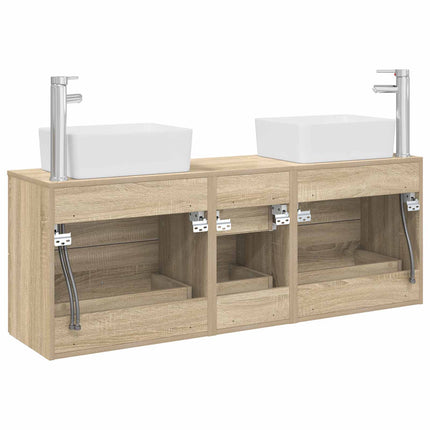 Badrumsskåpsset 3 st Sonoma-ek 53 x 34,5 x 63 cm