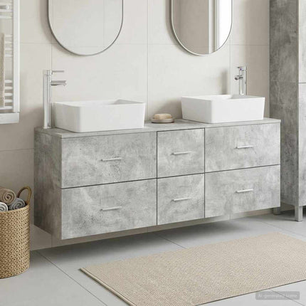 Badrumsskåpsset 3 st Betonggrå 53 x 34,5 x 63 cm