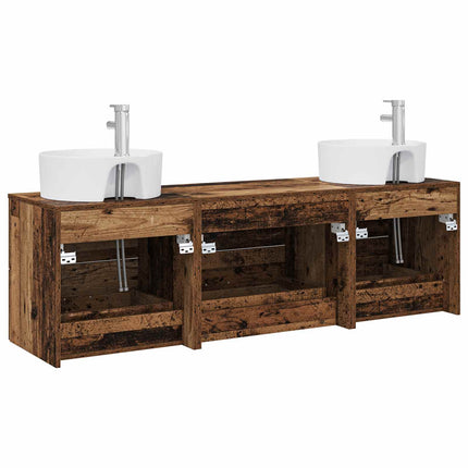 Badrumsskåpsset 3 st Gammalt trä 62,5 x 44,5 x 50 cm