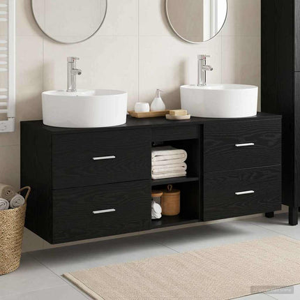 Badrumsskåpsset 3 st Svart 49,5 x 44,5 x 65 cm Konstruerat trä