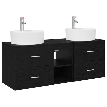 Badrumsskåpsset 3 st Svart 49,5 x 44,5 x 65 cm Konstruerat trä