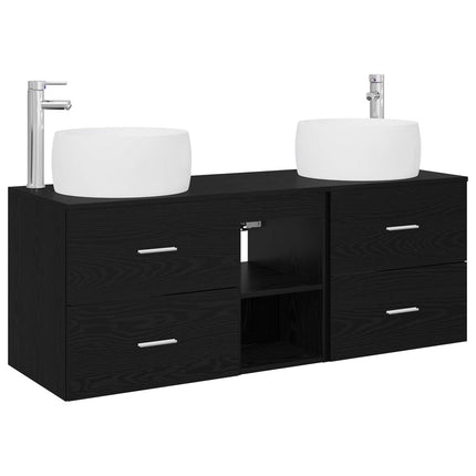 Badrumsmöbelset 3 st Svart 49,5 x 44,5 x 66 cm Konstruerat trä