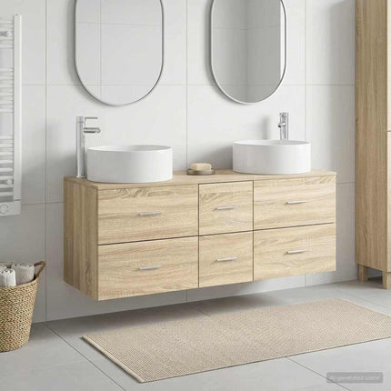 Badrumsmöbelset 3 st Sonoma-ek 49,5 x 44,5 x 65,5 cm
