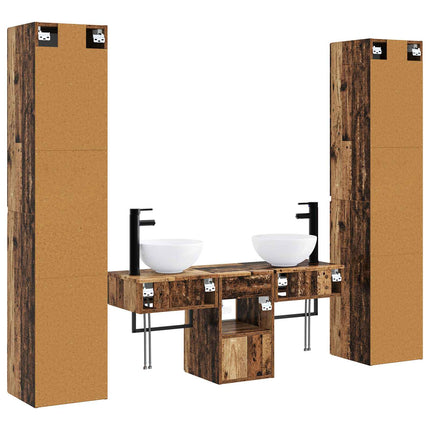 Badrumsmöbelset 5 st Gammalt trä 33 x 34,5 x 160 cm