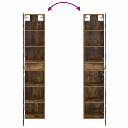 Badrumsmöbelset 5 st Rökt ek 33 x 34,5 x 160 cm Konstruerat trä
