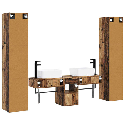 Badrumsmöbelset 5 st Gammalt trä 33 x 34,5 x 160 cm