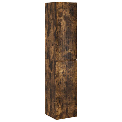 Badrumsmöbelset 5 st Rökt ek 33 x 34,5 x 160 cm Konstruerat trä