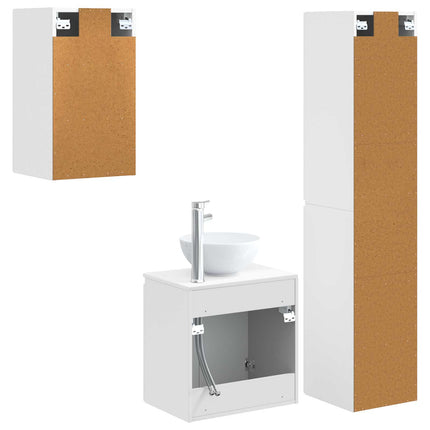 Badrumsmöbelset 3 st Vit 33 x 34,5 x 160 cm Konstruerat trä