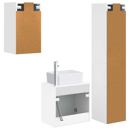 Badrumsmöbelset 3 st Vit 33 x 34,5 x 160 cm Konstruerat trä