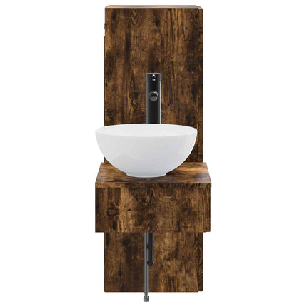 Badrumsmöbelset 2 st Rökt ek 33 x 34,5 x 100 cm Konstruerat trä