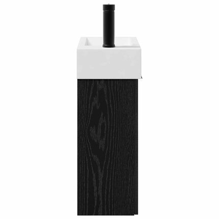Badrumsspegel med kran Svart ek 45,5 x 22,5 x 84 cm