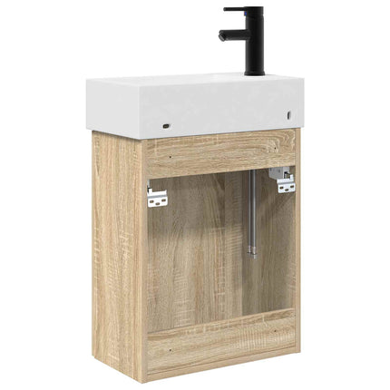Badrumsspegel med kran Sonoma-ek 45,5 x 22,5 x 84 cm