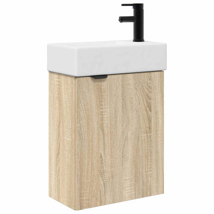 Badrumsspegel med kran Sonoma-ek 45,5 x 22,5 x 84 cm