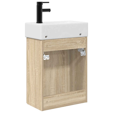 Badrumsspegel med kran Sonoma-ek 45,5 x 22,5 x 84 cm