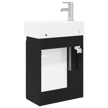 Badrumsspegel med kran Svart 45,5 x 22,5 x 84 cm