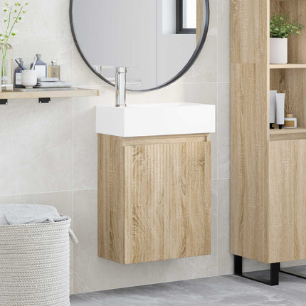 Badrumsspegel med kran Sonoma-ek 45,5 x 22,5 x 84 cm