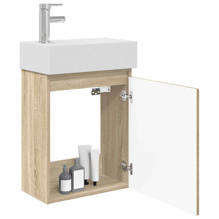 Badrumsspegel med kran Sonoma-ek 45,5 x 22,5 x 84 cm