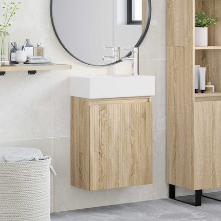 Badrumsspegel med kran Sonoma-ek 45,5 x 22,5 x 84 cm