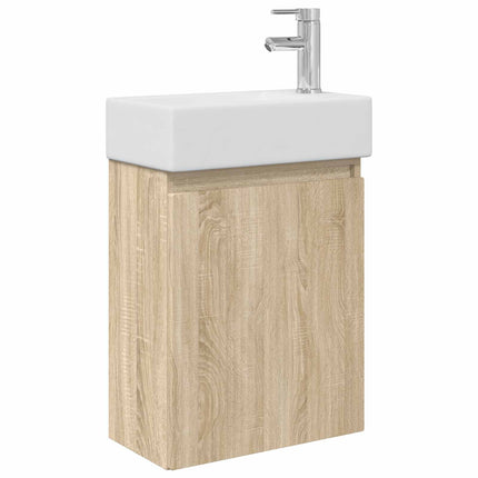 Badrumsspegel med kran Sonoma-ek 45,5 x 22,5 x 84 cm