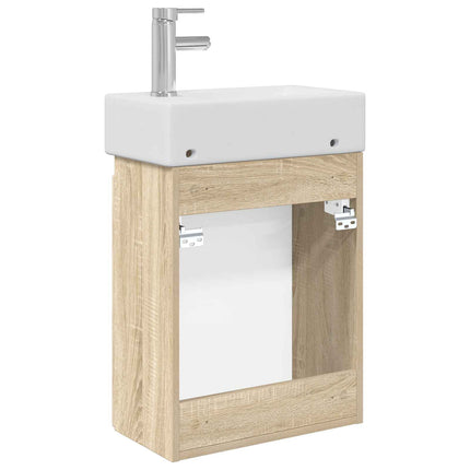 Badrumsspegel med kran Sonoma-ek 45,5 x 22,5 x 84 cm