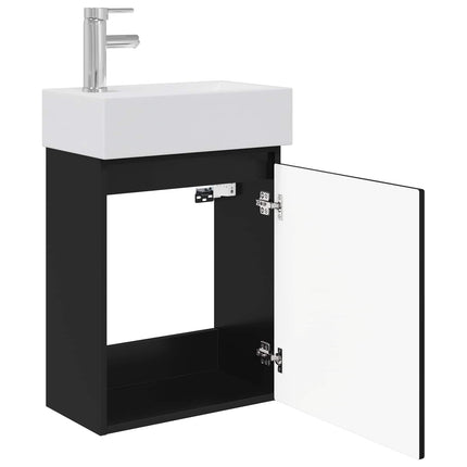 Badrumsspegel med kran Svart 45,5 x 22,5 x 84 cm