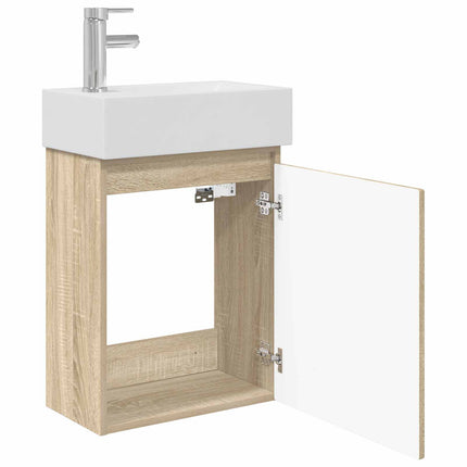 Badrumsspegel med kran Sonoma-ek 45,5 x 22,5 x 84 cm