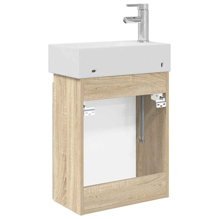 Badrumsspegel med kran Sonoma-ek 45,5 x 22,5 x 84 cm