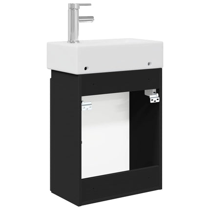 Badrumsspegel med kran Svart 45,5 x 22,5 x 84 cm
