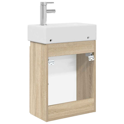 Badrumsspegel med kran Sonoma-ek 45,5 x 22,5 x 84 cm