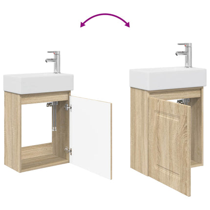 Badrumsspegel med kran Sonoma-ek 45,5 x 22,5 x 84 cm
