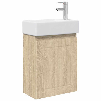 Badrumsspegel med kran Sonoma-ek 45,5 x 25,5 x 84 cm