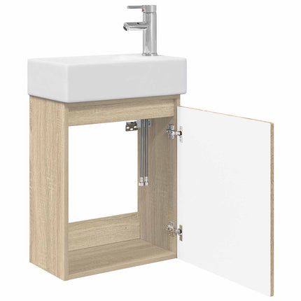 Badrumsspegel med kran Sonoma-ek 45,5 x 25,5 x 84 cm