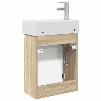Badrumsspegel med kran Sonoma-ek 45,5 x 22,5 x 84 cm
