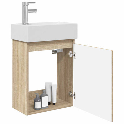 Badrumsspegel med kran Sonoma-ek 45,5 x 22,5 x 84 cm
