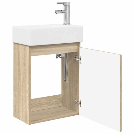Badrumsspegel med kran Sonoma-ek 45,5 x 22,5 x 84 cm