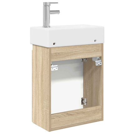 Badrumsspegel med kran Sonoma-ek 45,5 x 22,5 x 84 cm