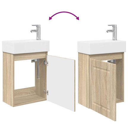 Badrumsspegel med kran Sonoma-ek 45,5 x 22,5 x 84 cm