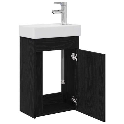 Badrumsspegel med kran Svart ek 40,5 x 22,5 x 62 cm