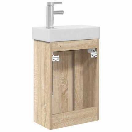 Badrumsspegel med kran Sonoma-ek 40,5 x 22,5 x 62 cm