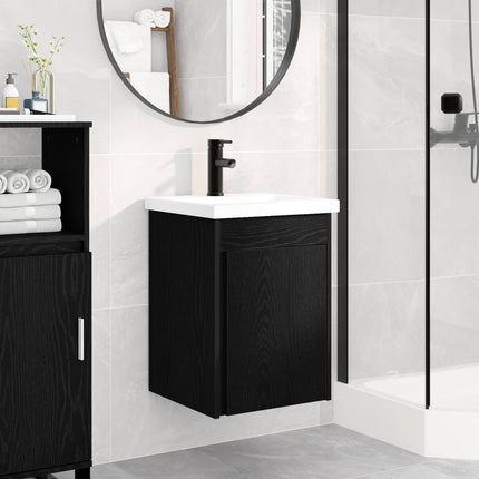 Badrumsspegel med kran Svart ek 42 x 40 x 74,5 cm